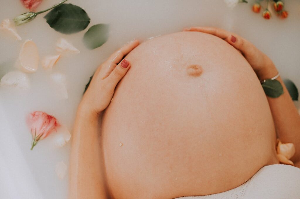 pregnant woman in bath